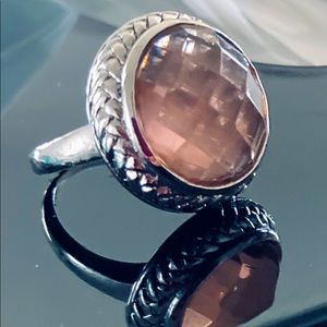 Rose quartz cocktail ring